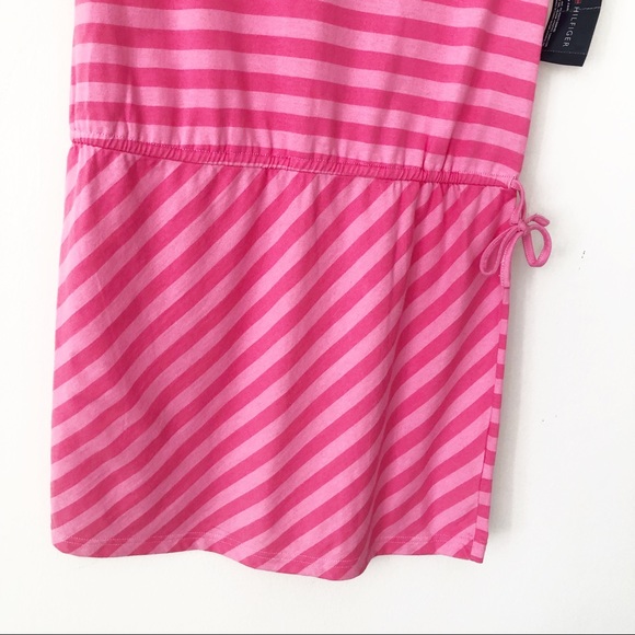 TOMMY HILFIGER 👗 pink stripe DRESS Girl LARGE - Picture 3 of 8
